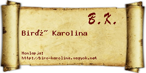 Biró Karolina névjegykártya